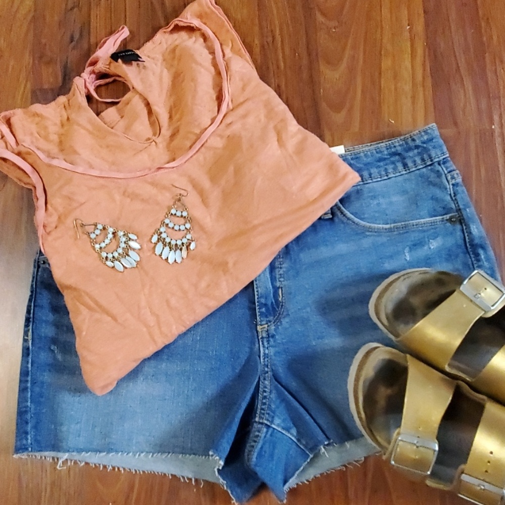 Salmon linen Ann Taylor shirt